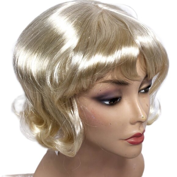 Pony Express Short Blonde 60’s Flip Wig w/ Bangs New Old Stock Y2K NWT - Picture 4 of 9